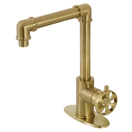 Kingston Brass KSD144RXBB Single-Handle Bathroom Faucet with Push Pop-Up, Brushed Brass KSD144RXBB